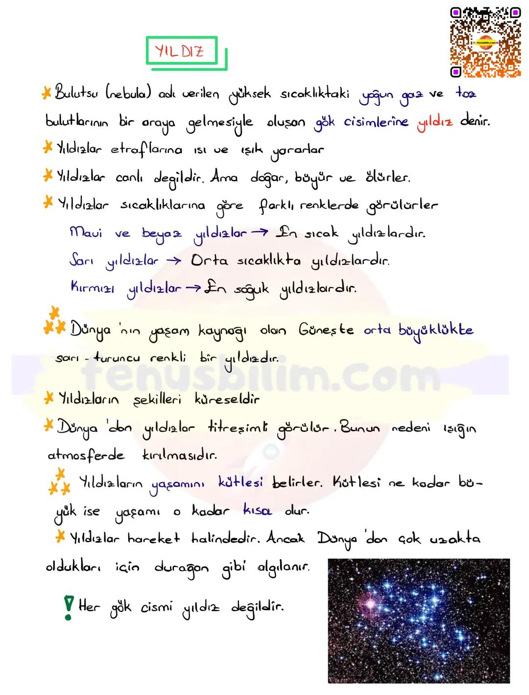 GÖK CİSİMLERİ
Kazanımlar :
F. 7. 1. 2. 1. Yıldız oluşum sürecinin farkına varır
F. 7. 1. 2. 2. Yıldız kavramını açıklar
F. 7. 1. 2. 3. Galak