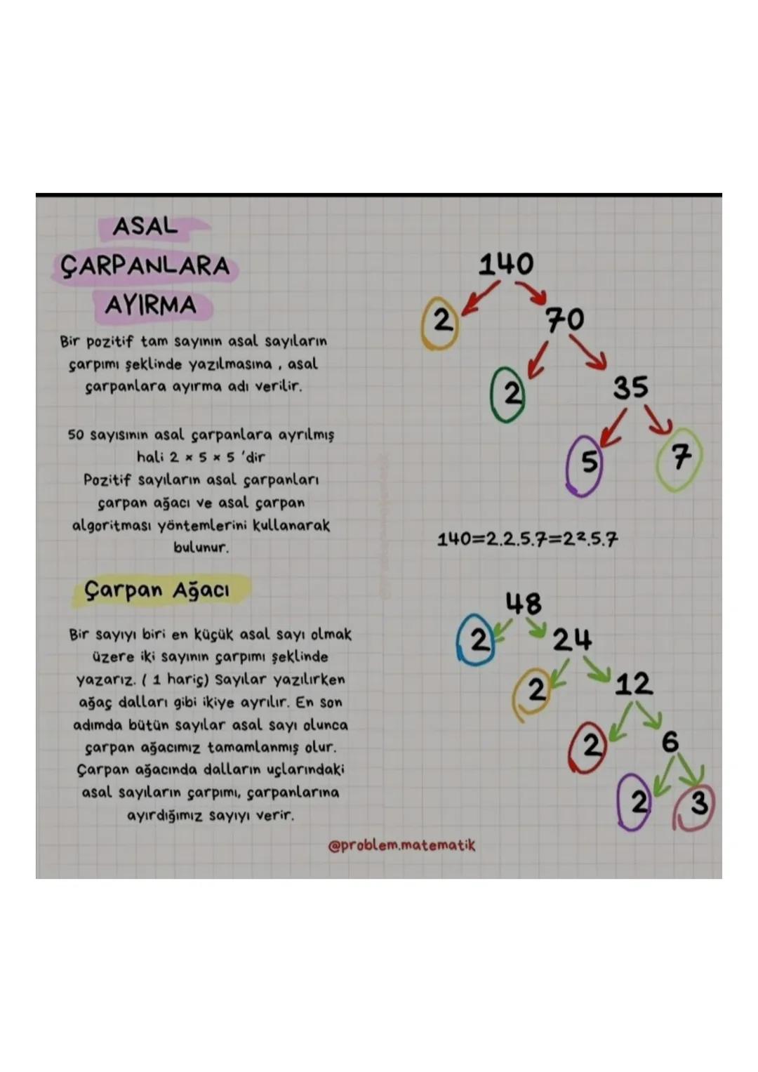 # ASAL SAYILAR
Pozitif çarpanları (bölenleri) sadece
1 ve kendisi olan 1'den büyük
sayılara asal sayılar denir.
2,3,5,7,11,13,17,19,23....