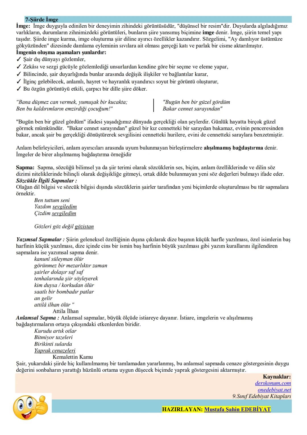 9.Sınıf Türk Dili ve Edebiyatı Şiir Ünitesi Ders Notları PDF--
PDF-ÜNİTE İÇERİĞİ
1. Şiir Nedir?
2. Şiirin Yapısı (Nazım birimi- biçimi-türü,