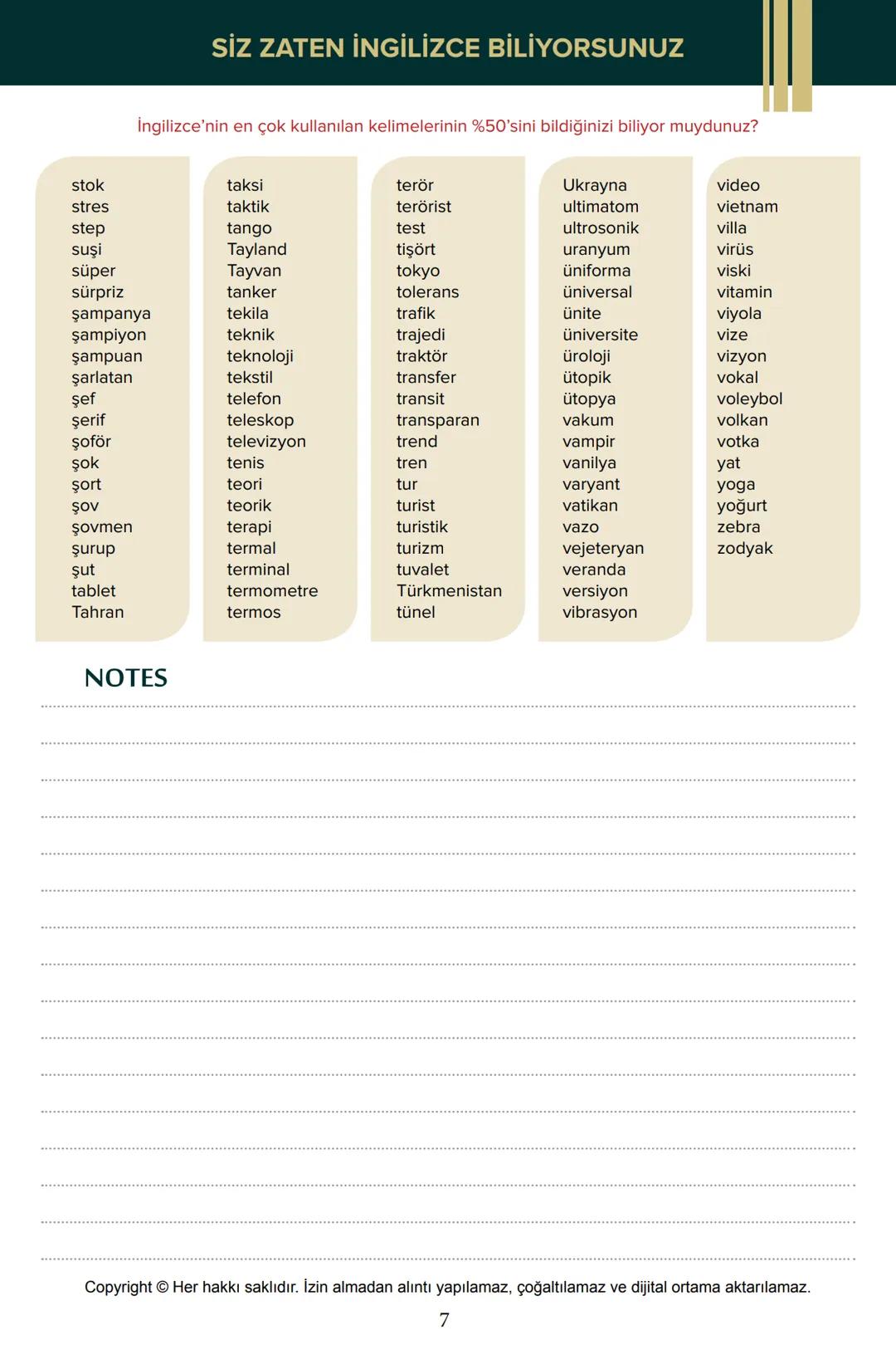 228
İNGİLİZCE'DEKİ EN ÖNEMLİ 1000 KELİME
1
accountant
2. afraid
3. age
4. airplane
5. alone
6. angry
7. animal
8 . answer
9. architect
10. a