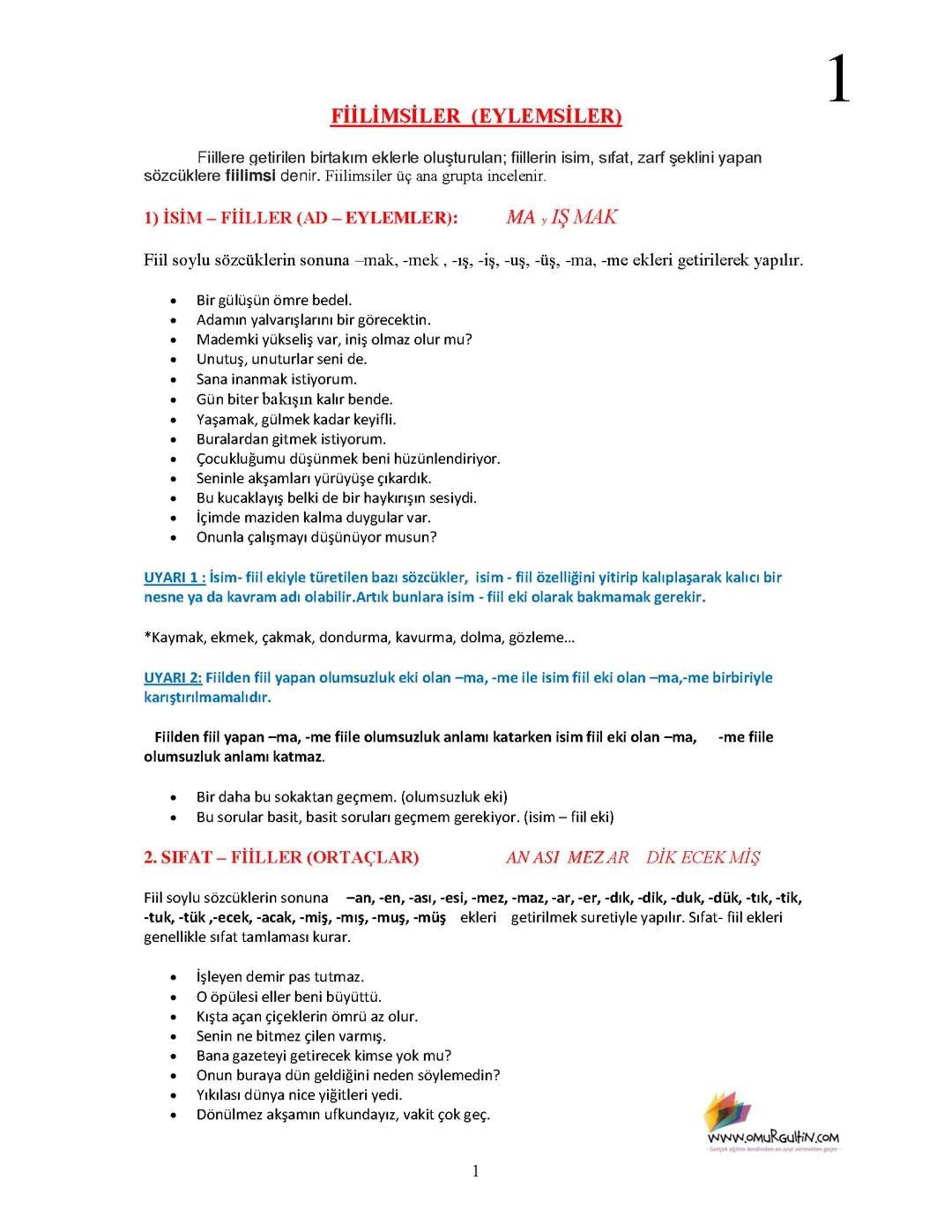 8. SINIF TÜRKÇE FIILIMSILER