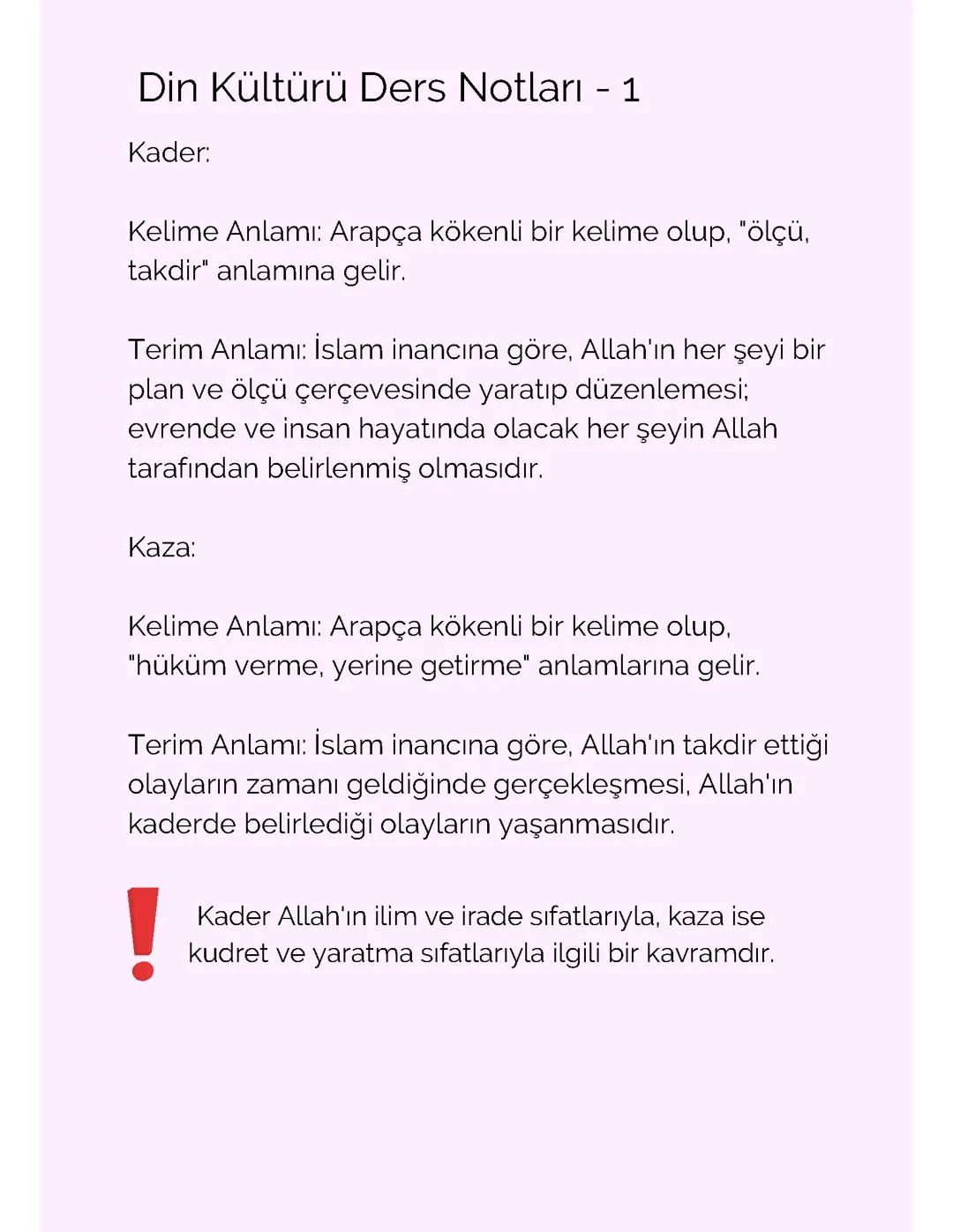 Kader ve Kaza İnancı