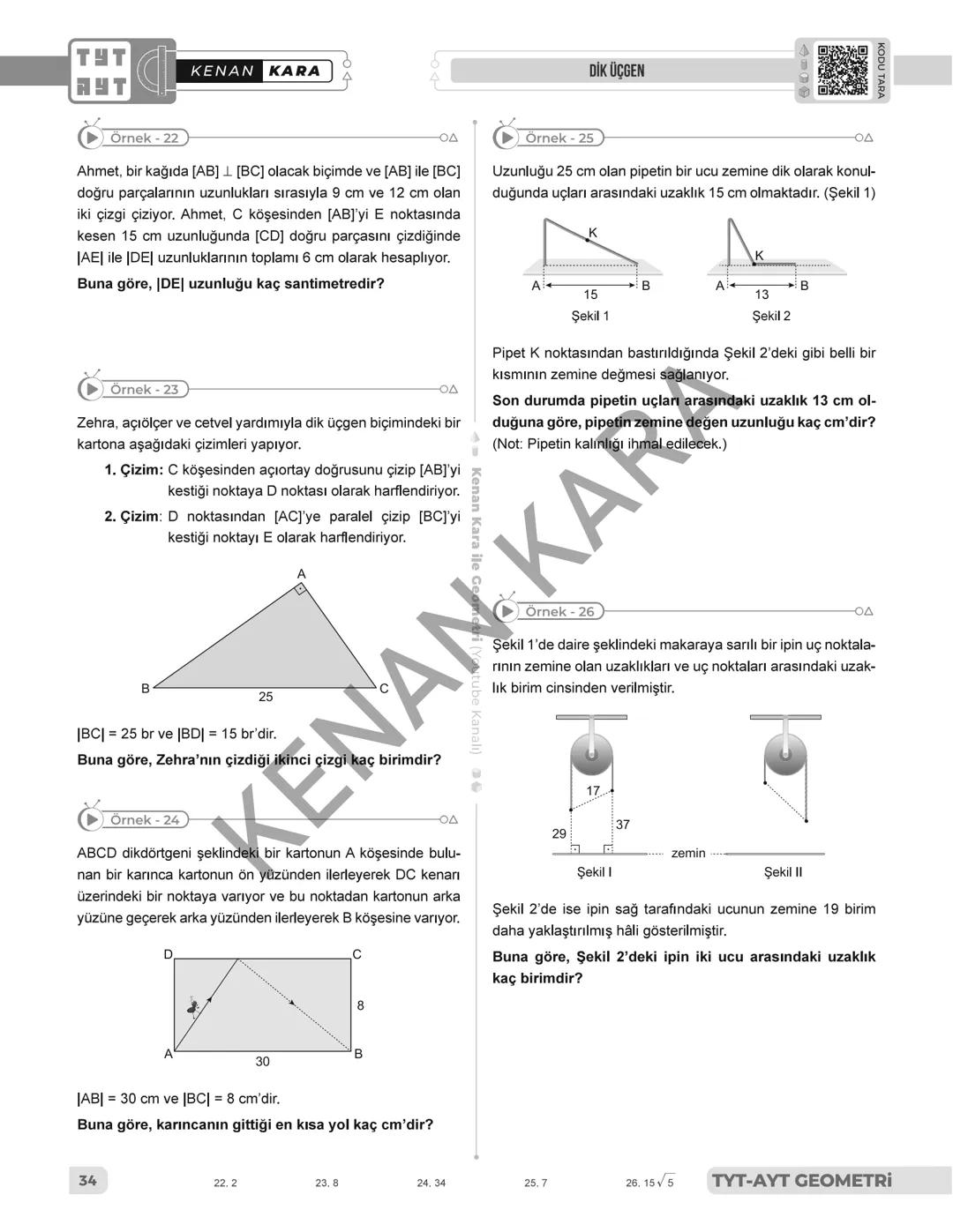 # DİK ÜÇGEN
ТУТ
KENAN KARA
DİK ÜÇGEN
Pisagor Bağıntısı
Bir dik üçgende hipotenüs uzunluğunun karesi dik kenar
uzunluklarının kareleri to