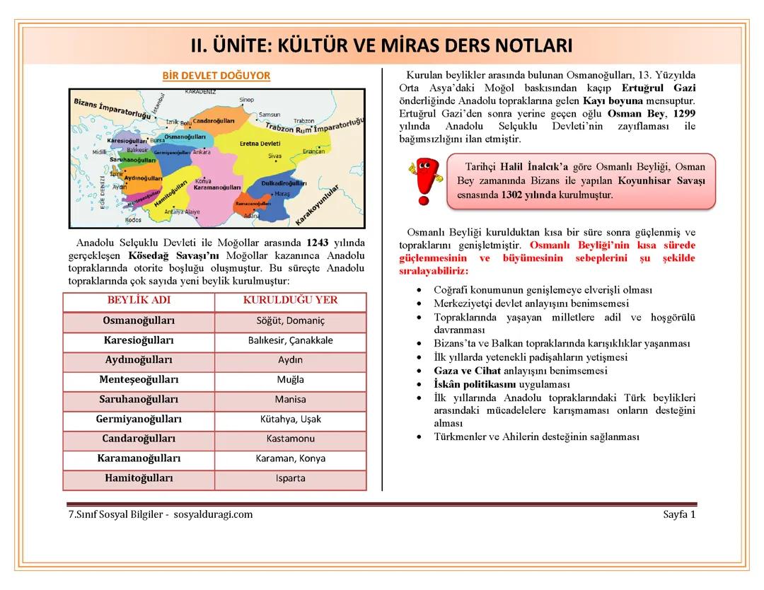 Sosyal bilgileri 7. Sınıf osmanlı tarihi konu anlatımı pdf