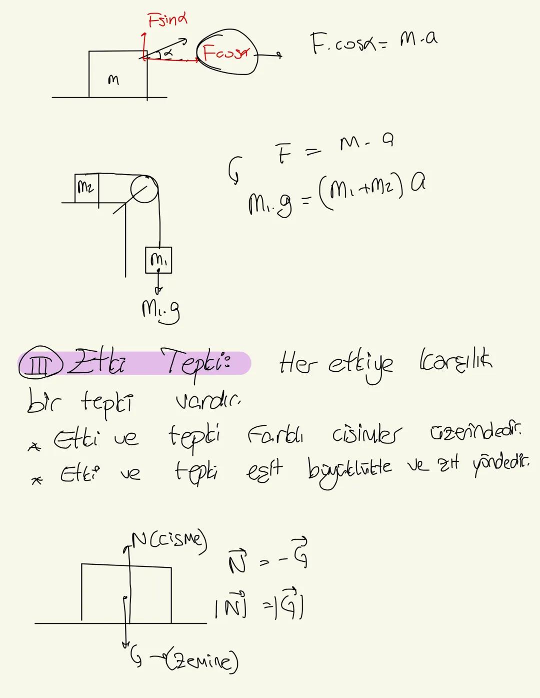 * Newton'un Hareket Yasaları:
②Eylensizlik. Bir cisme
net
kuvvet
Sıfır ise;
etki eden
-duran cisim durmaya devam eder
hareketli cisim sabit