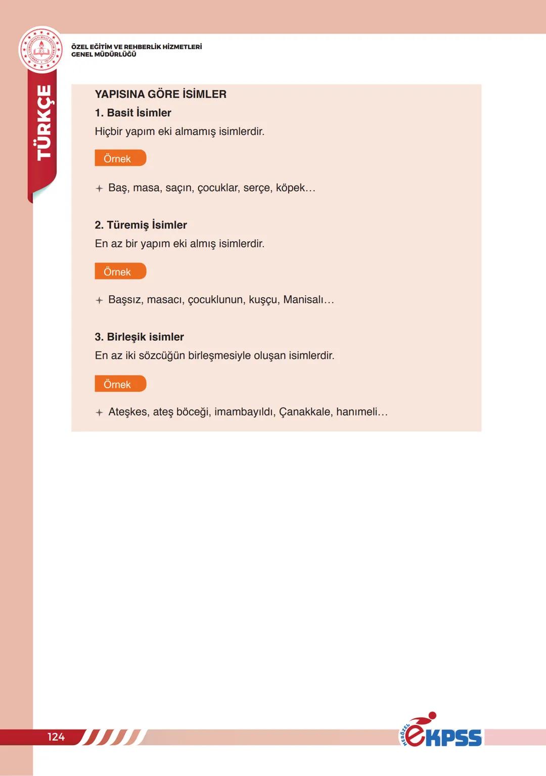 İSİMLER (ADLAR)
ÖZEL EĞİTİM VE REHBERLİK HİZMETLERİ
CENEL MÜDÜRLÜĞÜ
İSİMLER(ADLAR)
Türkçede sözcükler canlı veya cansız tüm varlıkları, k