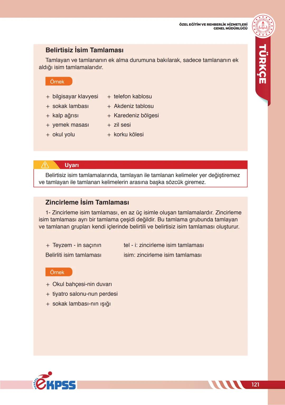 İSİMLER (ADLAR)
ÖZEL EĞİTİM VE REHBERLİK HİZMETLERİ
CENEL MÜDÜRLÜĞÜ
İSİMLER(ADLAR)
Türkçede sözcükler canlı veya cansız tüm varlıkları, k