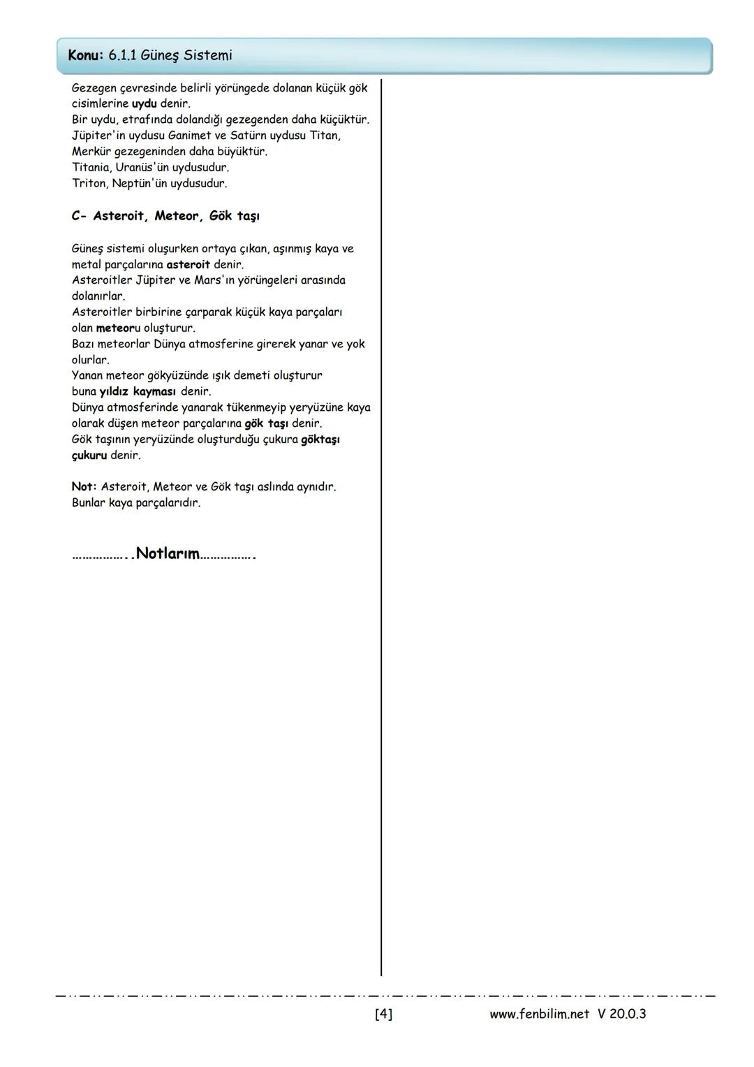 # 1.Ünite: Güneş Sistemi ve Tutulmalar
Konu: 6.1.1 Güneş Sistemi
Güneş sistemi
Güneş Sistemi
Güneş'in ve onun etrafında belirli yörünge