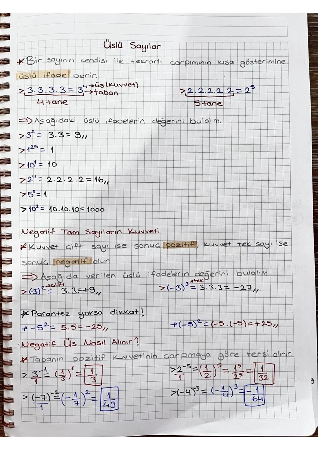 # Üslü Sayılar
*Bir sayının kendisi ile tekrarlı çarpımının kısa gösterimine
üslü ifade denir.
>3.3.3.3=$3^4$→üs (Kuvvet)
→taban
4 tane
>2.2