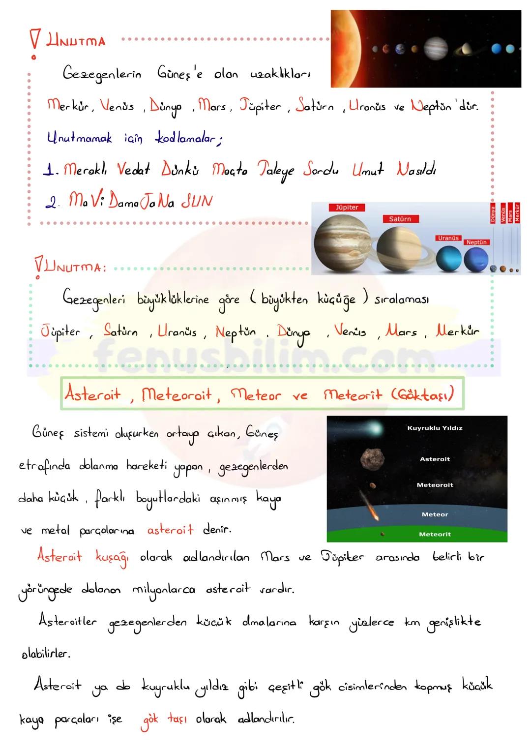 GÜNEŞ SISTEMI
Güneş'in çekim gücünün etkisi ile belirli yörüngelerde hareket eden
geze-
genlerin, uyduların, kuyruklu yıldızlar gibi gök cis