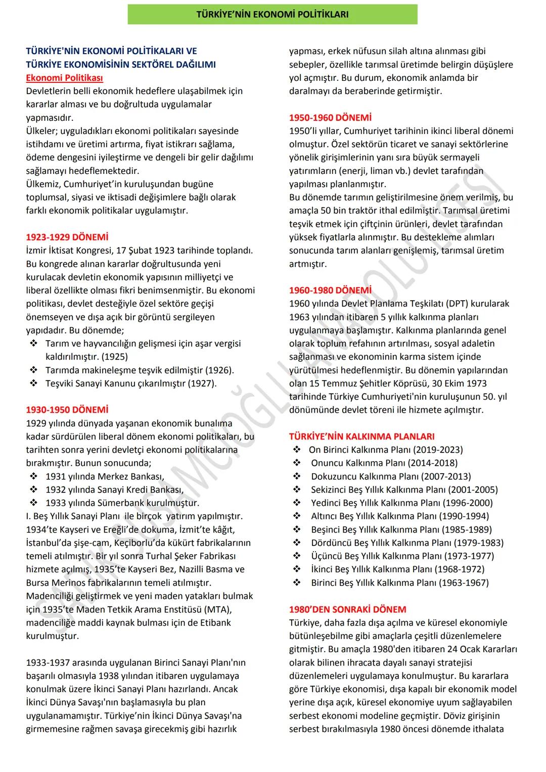 Türkiyenin ekonomi politikaları
