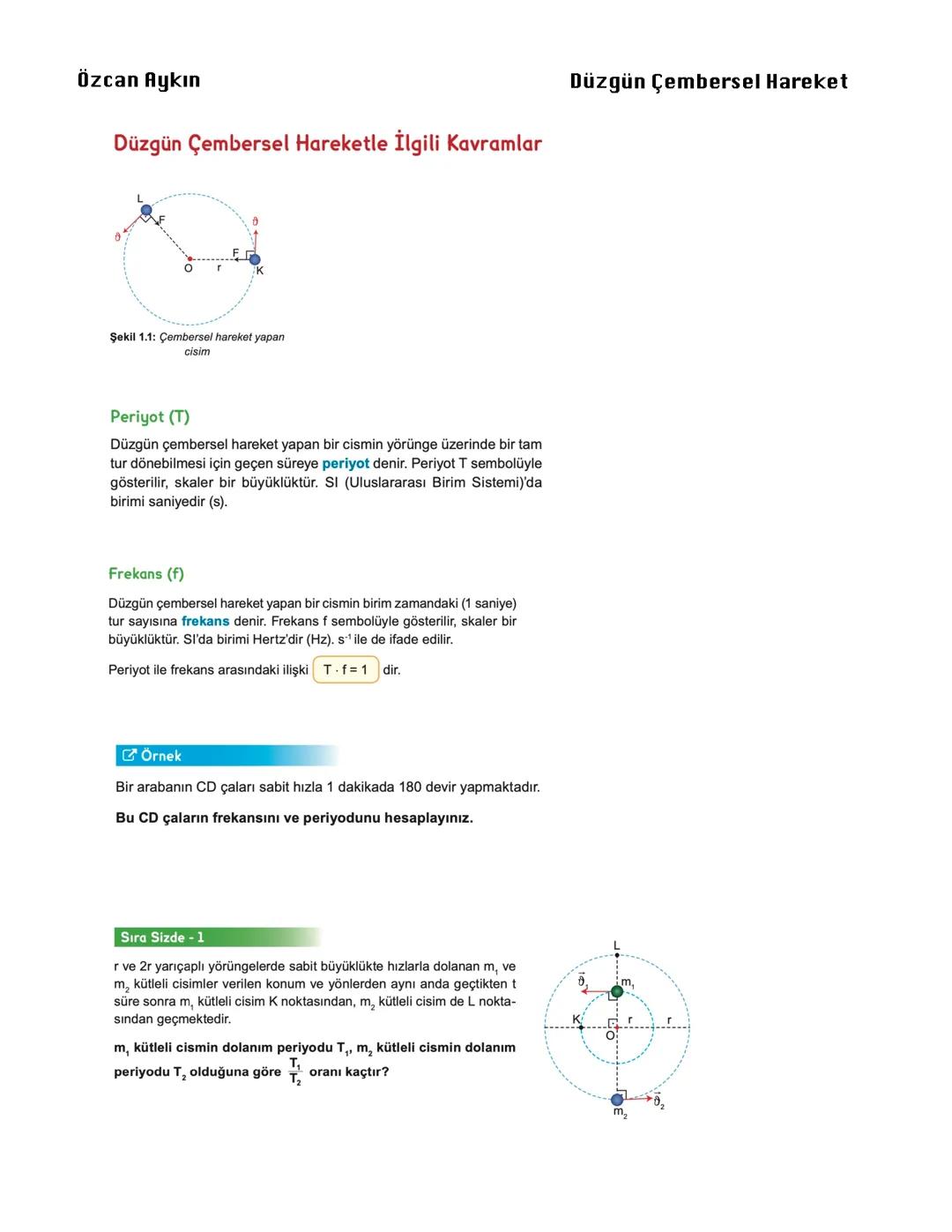 Fizik12 düzgün çembersel hareket