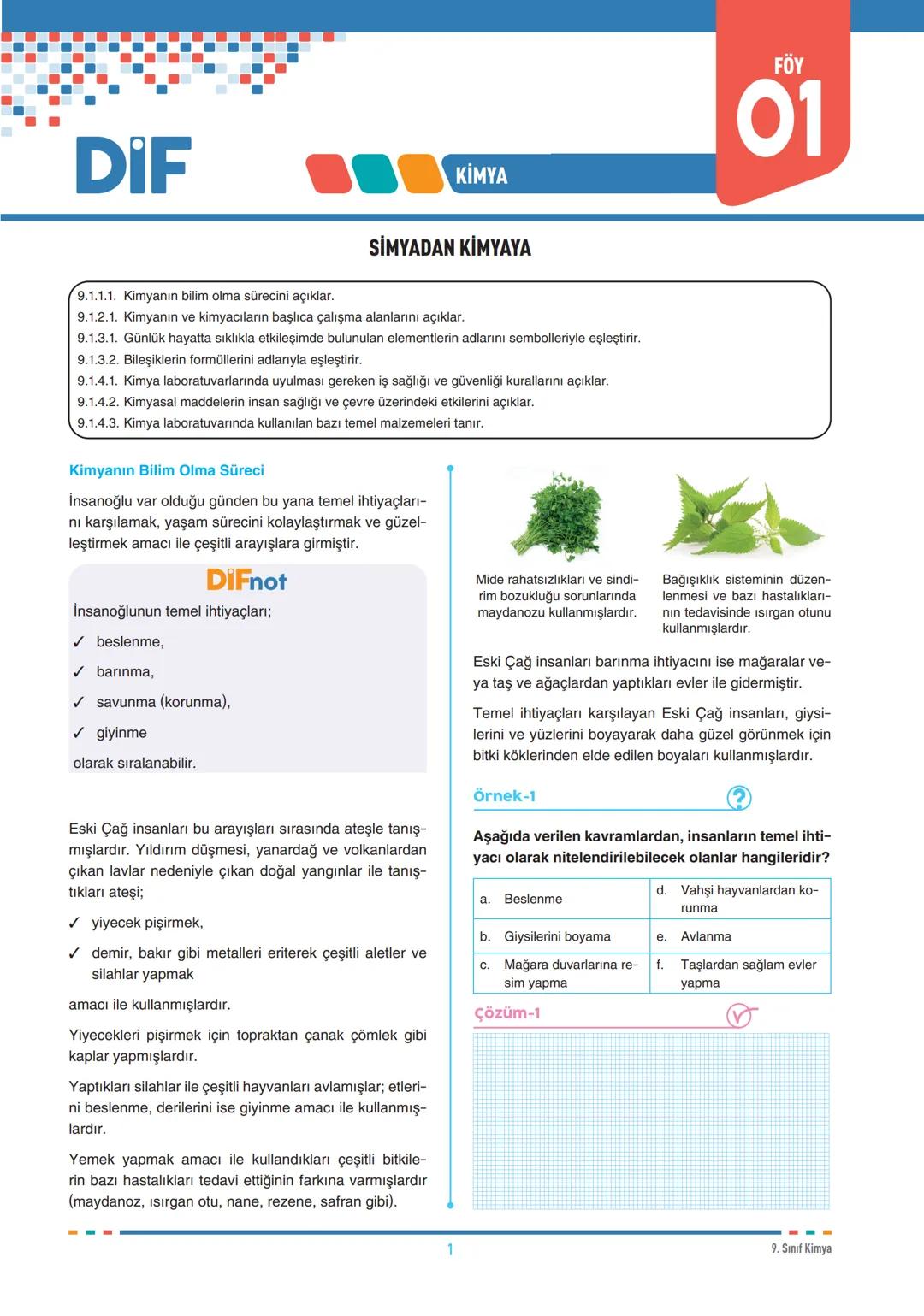 9.sınıf simyadan kimyaya ders notları