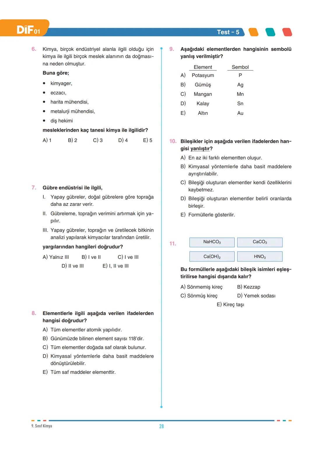 DIF
KİMYA
SİMYADAN KİMYAYA
FÖY
01
9.1.1.1. Kimyanın bilim olma sürecini açıklar.
9.1.2.1. Kimyanın ve kimyacıların başlıca çalışma alanl
