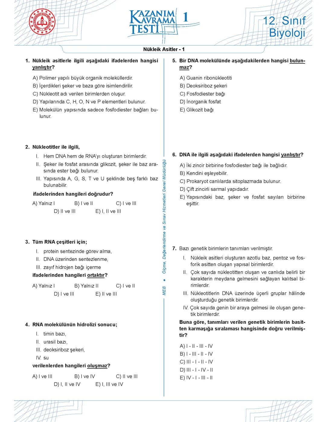 Nükleik asitler tyt