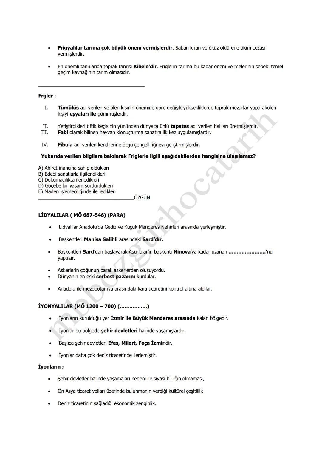 2. ÜNİTE : UYGARLIĞIN DOĞUŞU VE İLKÇAĞ UYGARLIKLARI
ANADOLU UYGARLIĞI
MÖ 2. yy'da Anadolu
200 km
PONTOS EVKSEYNOS
TRAKLAR
MISYA
FRIGYA