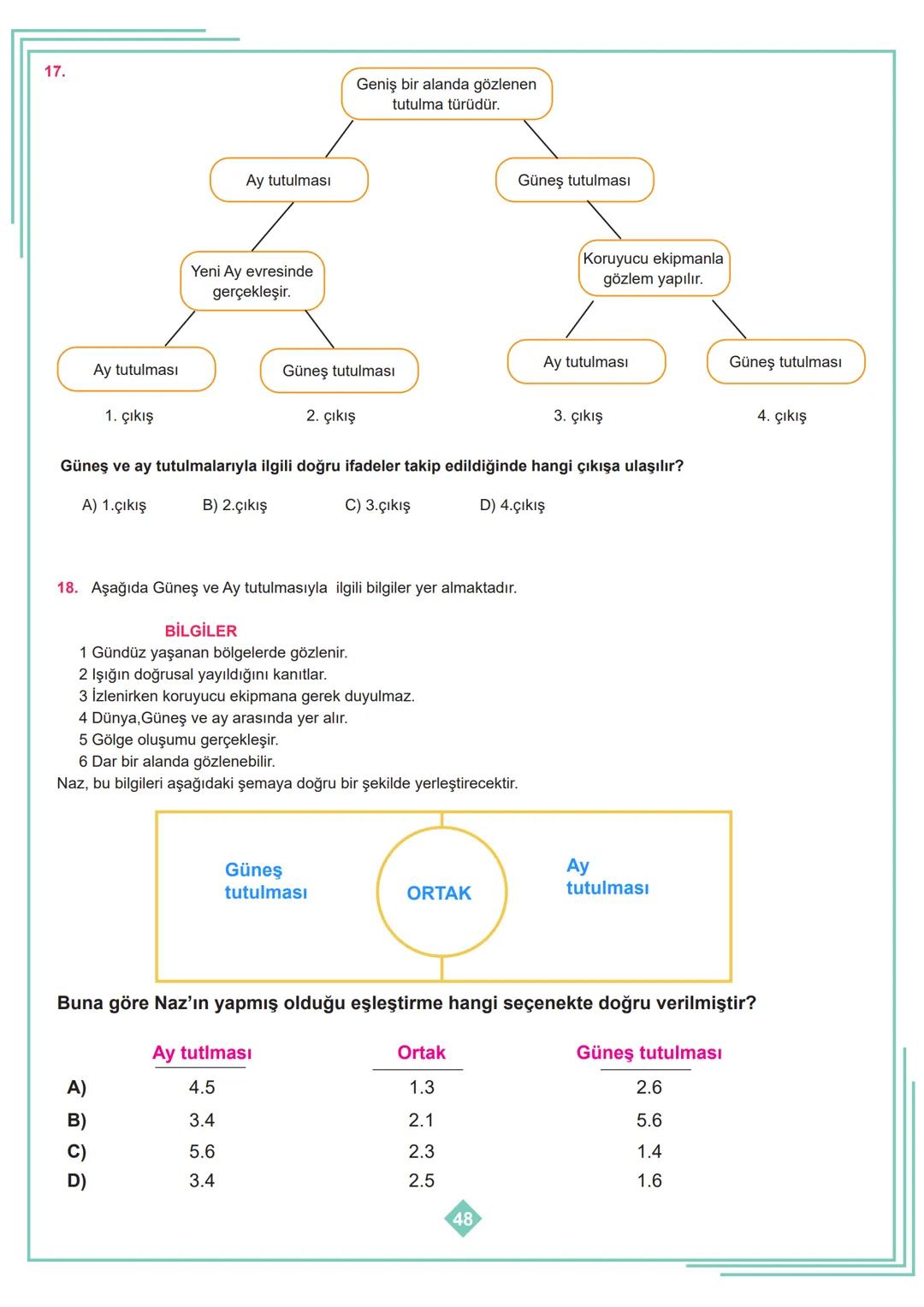 6.SINIF 1. ÜNİTE
ÇALIŞMA FASİKÜLÜ
FEN BİLİMLERİ
Bu kitapçık HATAY Ölçme Değerlendirme Merkezi
tarafından hazırlanmıştır. ETKİNLİK - 1
1
2
3