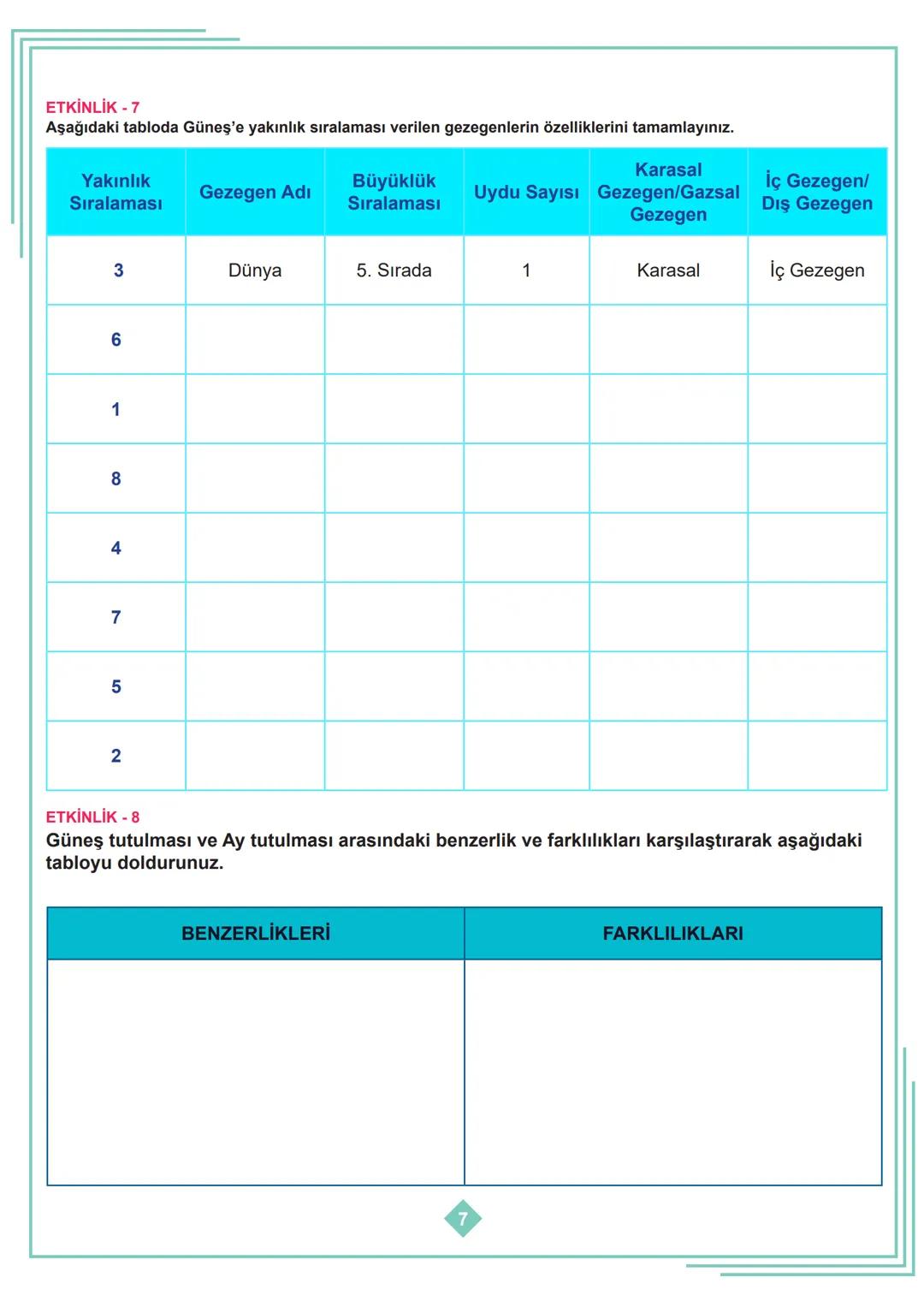 6.SINIF 1. ÜNİTE
ÇALIŞMA FASİKÜLÜ
FEN BİLİMLERİ
Bu kitapçık HATAY Ölçme Değerlendirme Merkezi
tarafından hazırlanmıştır. ETKİNLİK - 1
1
2
3