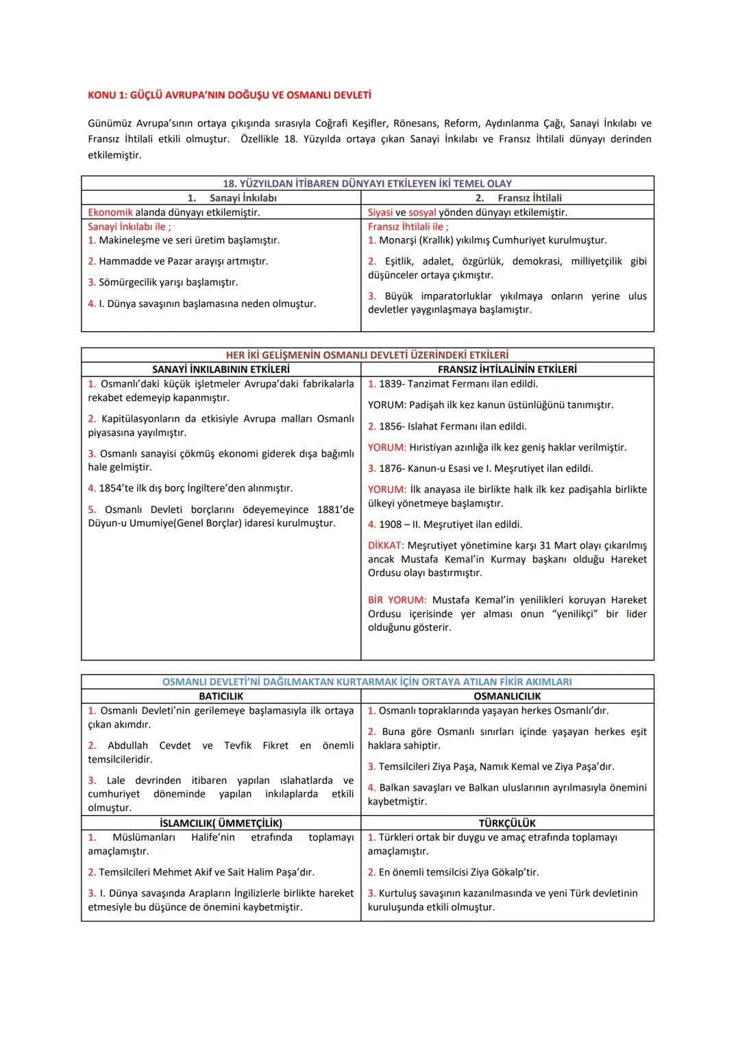 KONU 1: GÜÇLÜ AVRUPA'NIN DOĞUŞU VE OSMANLI DEVLETİ
Günümüz Avrupa'sının ortaya çıkışında sırasıyla Coğrafi Keşifler, Rönesans, Reform, Aydın