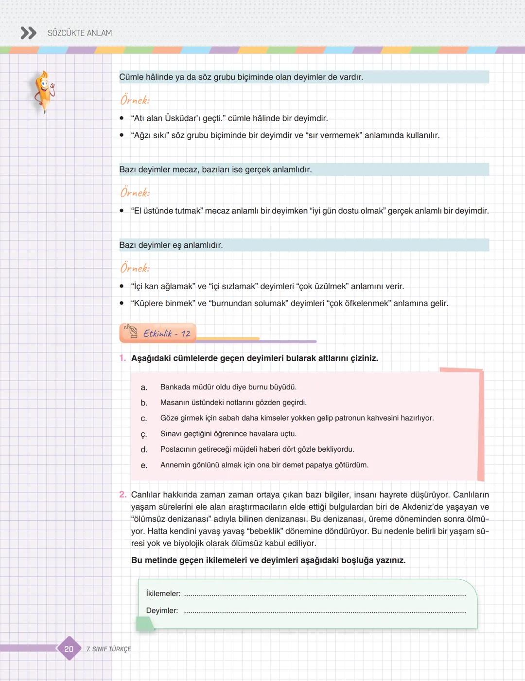 >>>
diM
DERS İŞLEME MODÜLLERİ
1. MODÜL
SÖZCÜKTE ANLAM
Sözcüklerde Çok Anlamlılık
Gerçek Anlam
Mecaz Anlam
Terim Anlam
Sözcükler Arası Anlam