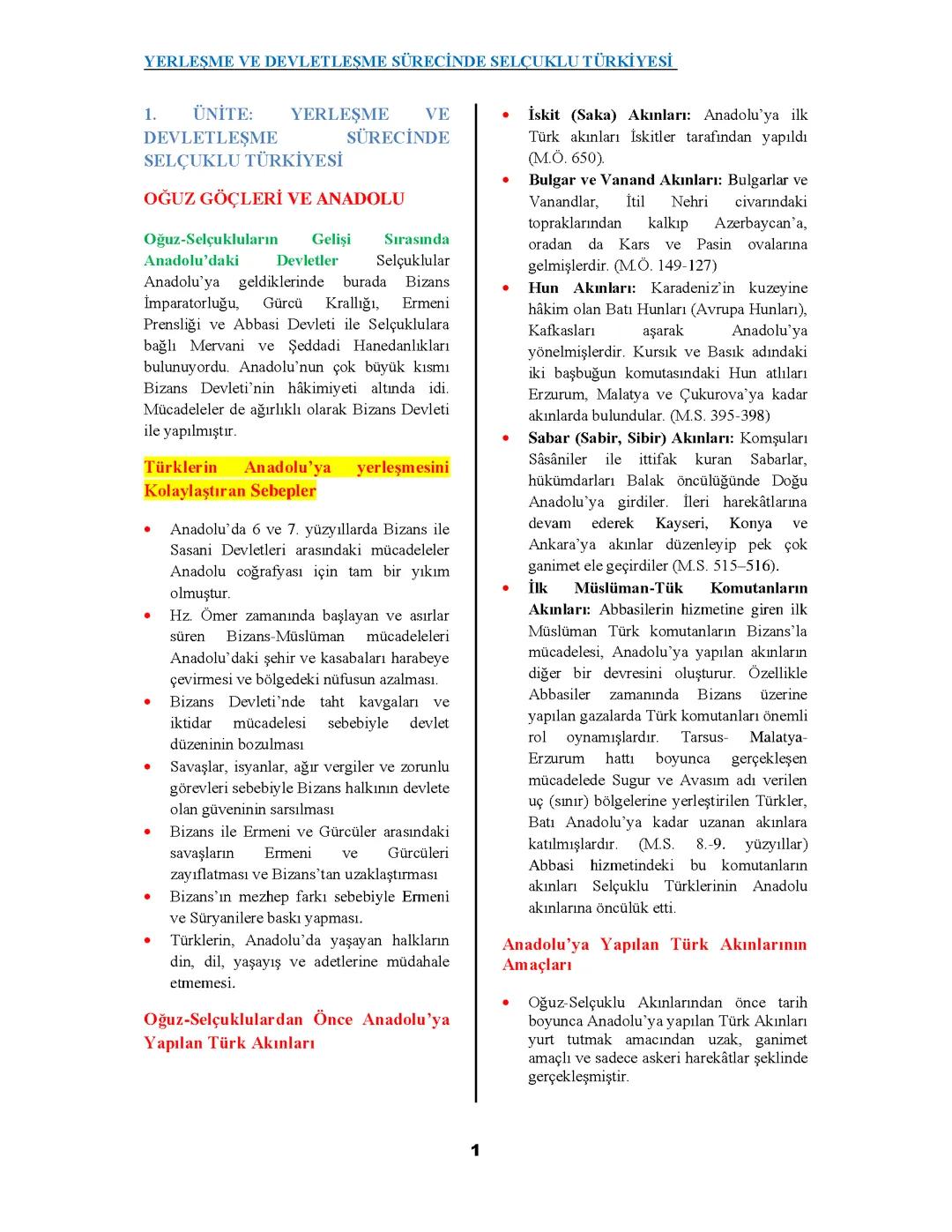 Yerleşme ve devletleşme sürecinde Selçuklu Türkiyesi