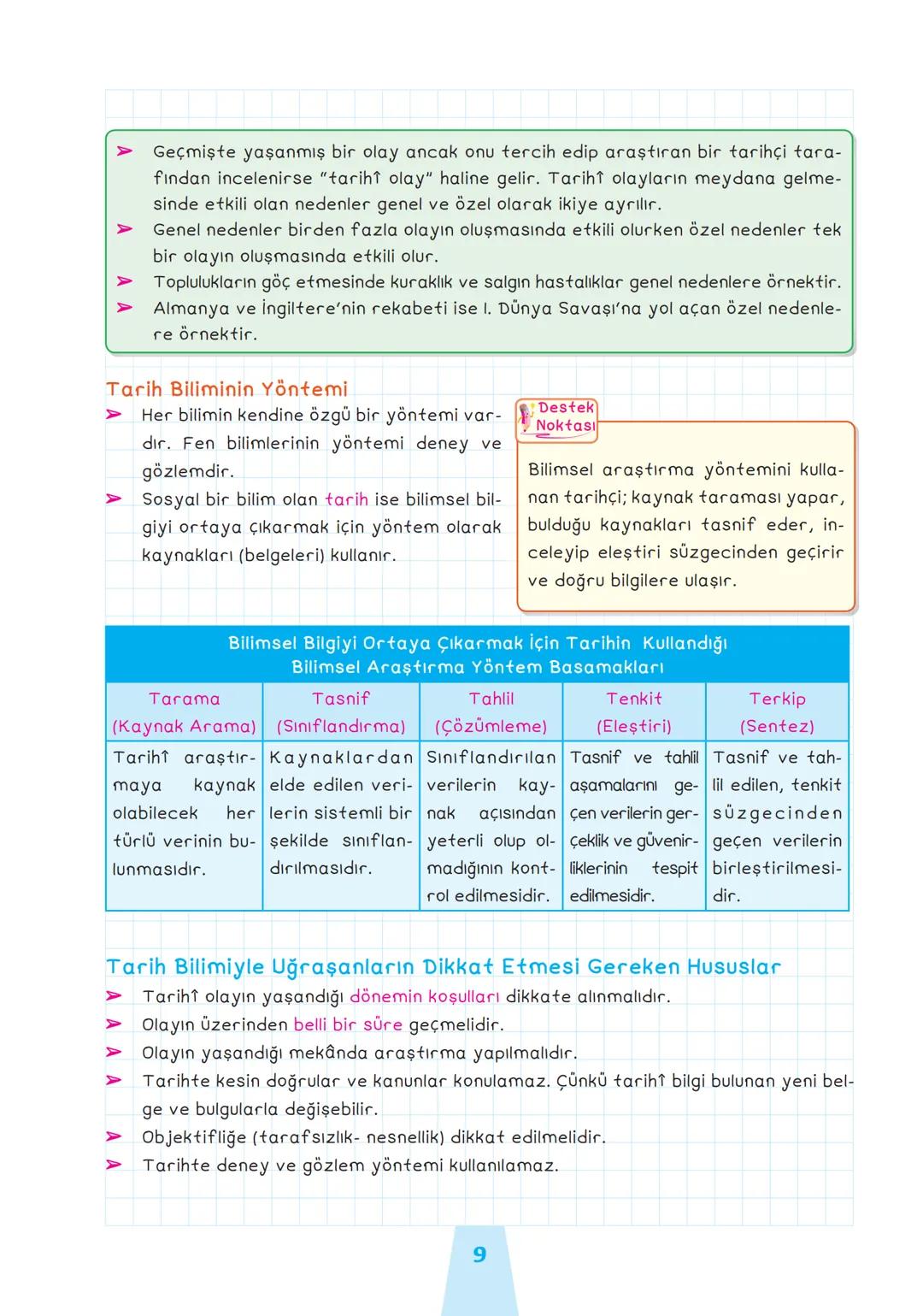 I. ÜNİTE: TARİH VE ZAMAN
Tarih Bilimi
> Tarih, insanların başından geçen olayları ve edindiği
tecrübeleri nesillerden nesillere aktarmasıyla