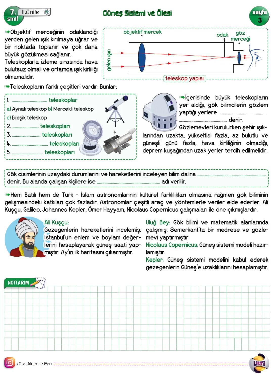 7. 1.ünite
sınıf
Güneş Sistemi ve Ötesi
sayfa
1
Uzay araştırmalan
Eski çağlardan günümüze kadar uzay hakkında çeşitli çalışmalar yapılmıştı