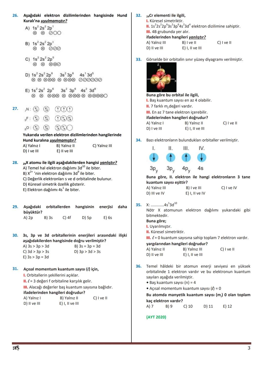 11. SINIF MODERN ATOM TEORİSİ
1.
Bohr atom modeline göre, her katmanın bir enerjisi
vardır.
enerjisi bulunduğu katmanın enerjisine
bağlıdır.