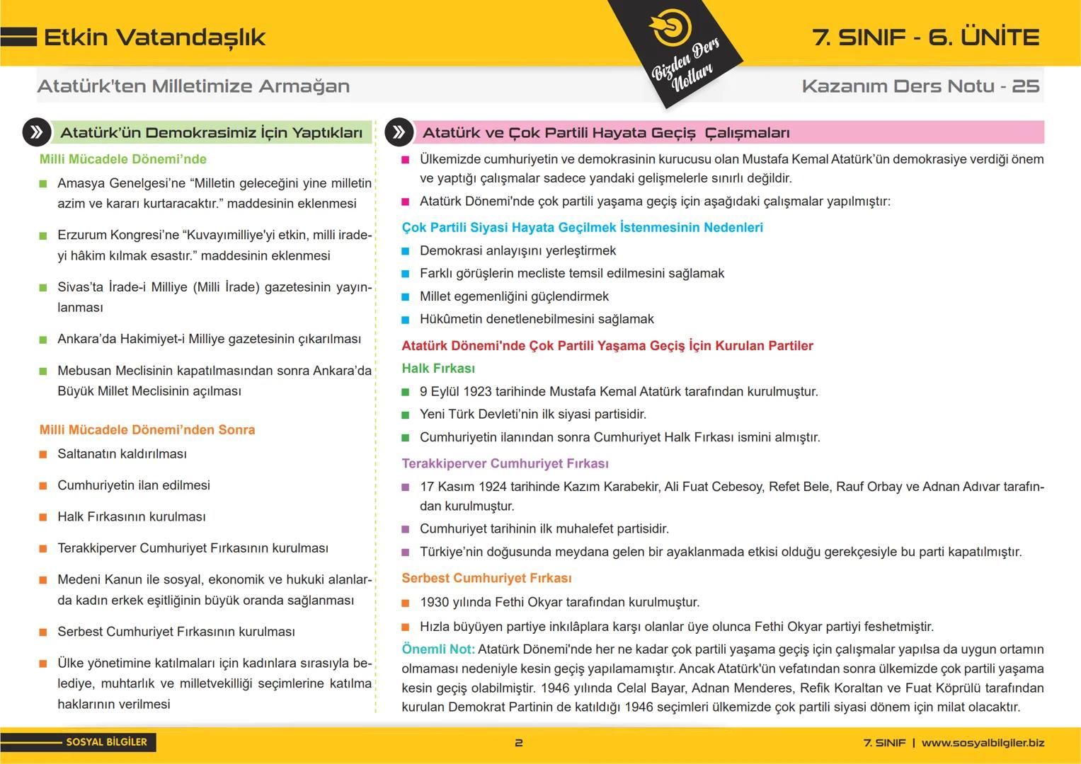 7.SINIF
1, 2, 3, 4, 5 ve
6.ÜNİTE
DERS NOTLARI
sosyalbilgiler.biz
Şeyhmus Yüce 7.SINIF
I.ÜNİTE
DERS NOTLARI
sosyalbilgiler .biz
Şeyhmu
