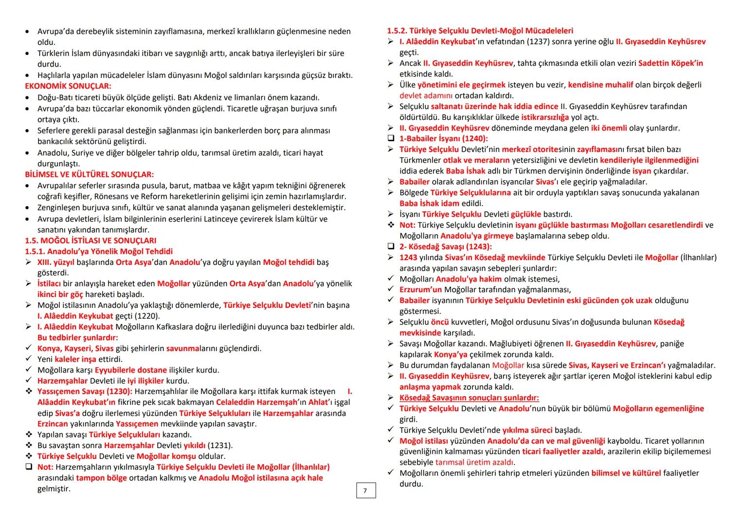 ÜNİTE: YERLEŞME VE DEVLETLEŞME SÜRECİNDE SELÇUKLU TÜRKİYESİ
1.1. ANADOLU SİYASİ TARİHİ (1072-1308)
➤ Malazgirt Savaşı sonrası Türklerin Anad