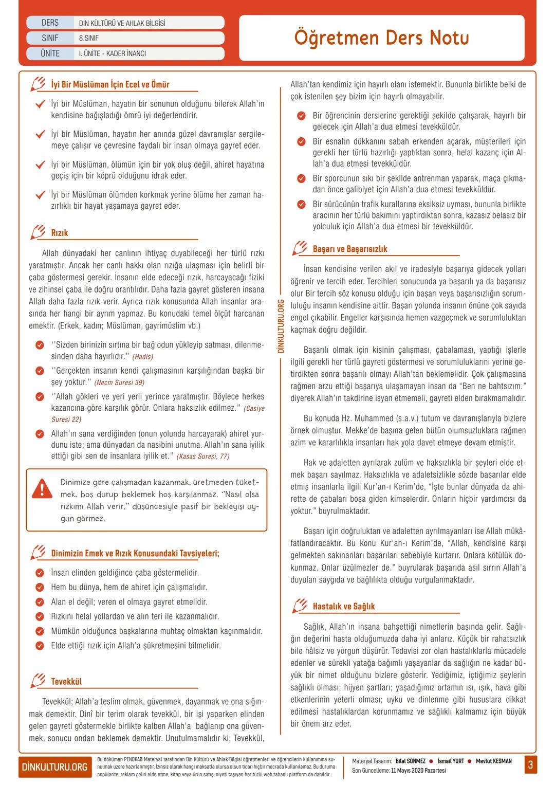 DERS DİN KÜLTÜRÜ VE AHLAK BİLGİSİ
SINIF 8.SINIF
ÜNİTE 1. ÜNİTE - KADER İNANCI
1. Kader ve Kaza İnancı
KADER: bir şeye gücü yetmek, biçimle