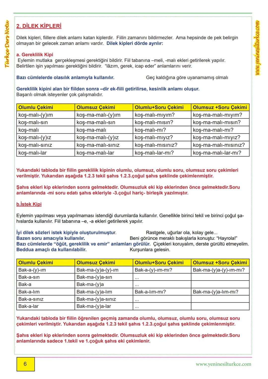 # Türkçe Ders Notu
# Fiilde Anlam ve Kip Ekleri
www.yeninesilturkce.com
Bir eylemi, bir durumu veya bir oluşu anlatan sözcüklere fiil (ey