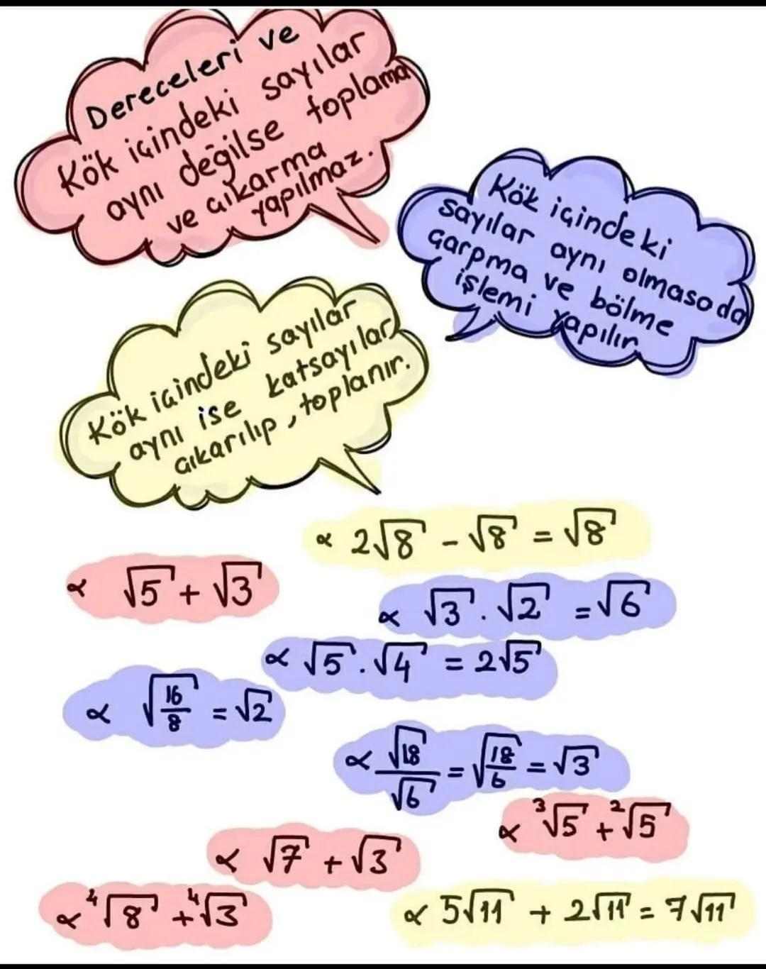 * Eğer kökün derecesi tek sayı ise
kök içerisindeki sayı negatif olabilir.
ก
"√
ve
sayılar olabilir.
In tek sayı olsun.
ǝ tüm bam
kök
#Eğer