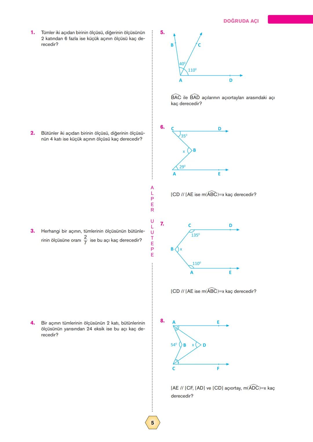 DOĞRUDA AÇI
Nokta: Eni, boyu ve yüksekliği olmayan işarete
(kalem ucunun bıraktığı iz) denir.
Açı: Başlangıç noktaları ortak olan iki işının