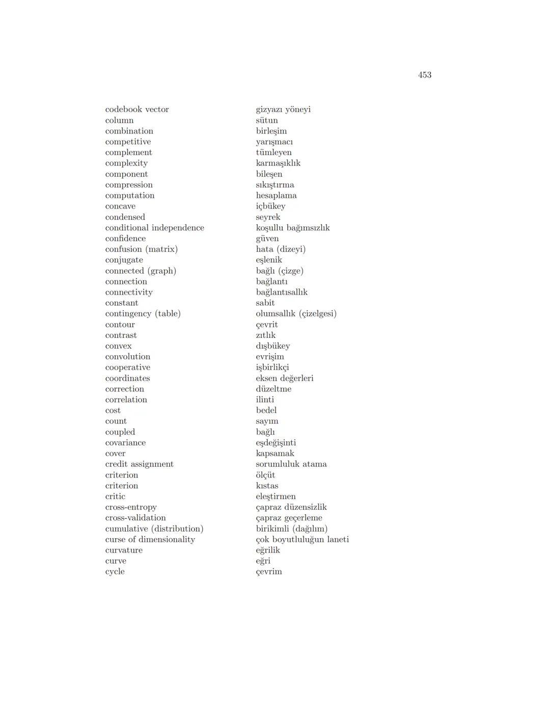 Ek B
İngilizce Türkçe Sözlük
-
İngilizce
action
activation
active
acyclic
adaptation
additive
aerodynamics
agent
agglomerative
algorithm
ali