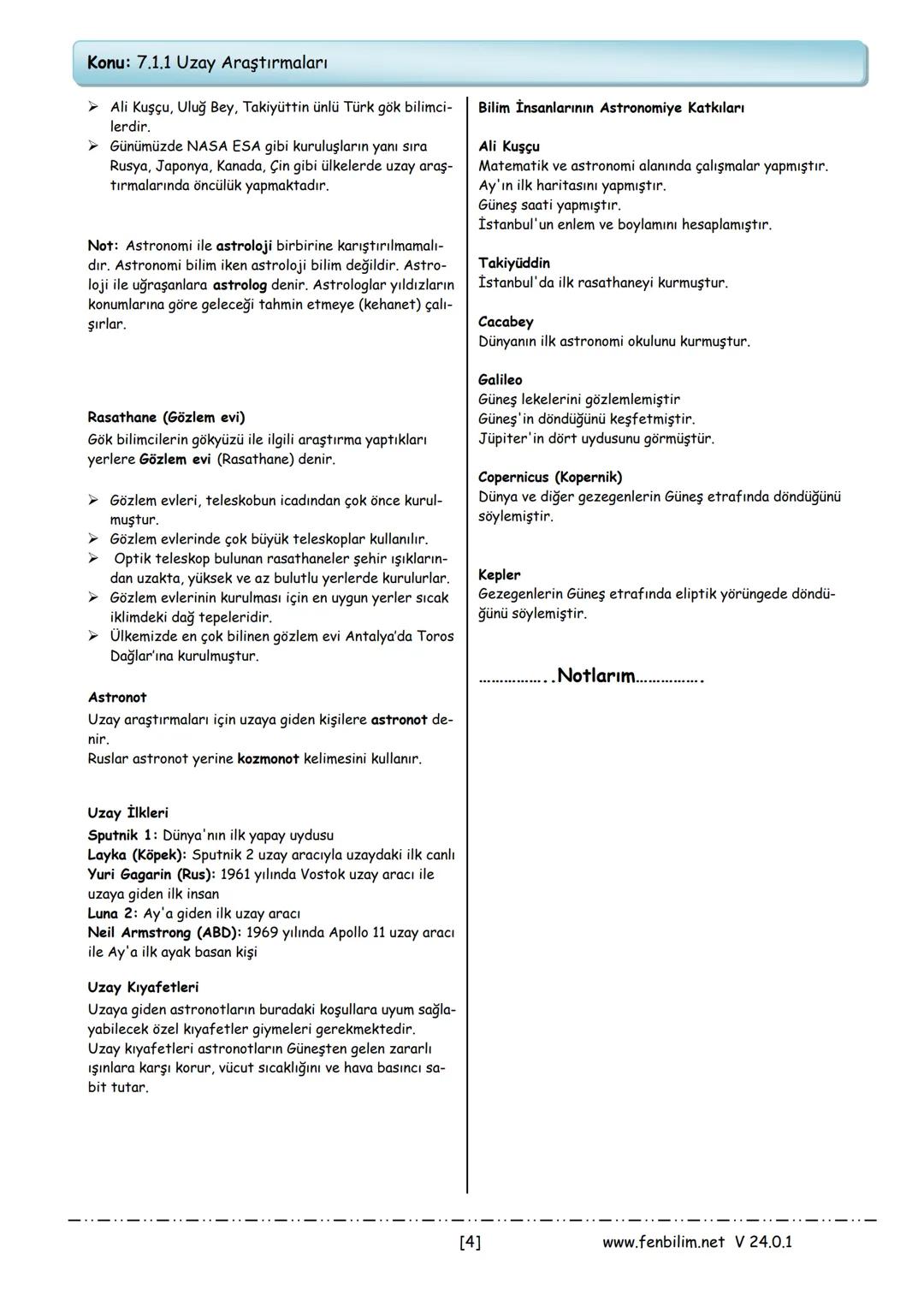 # 1.Ünite: Güneş Sistemi ve Ötesi
Konu: 7.1.1 Uzay Araştırmaları
## A- Uzay Teknolojileri
17. yüzyılda teleskobun icadı ile uzay araştırmal