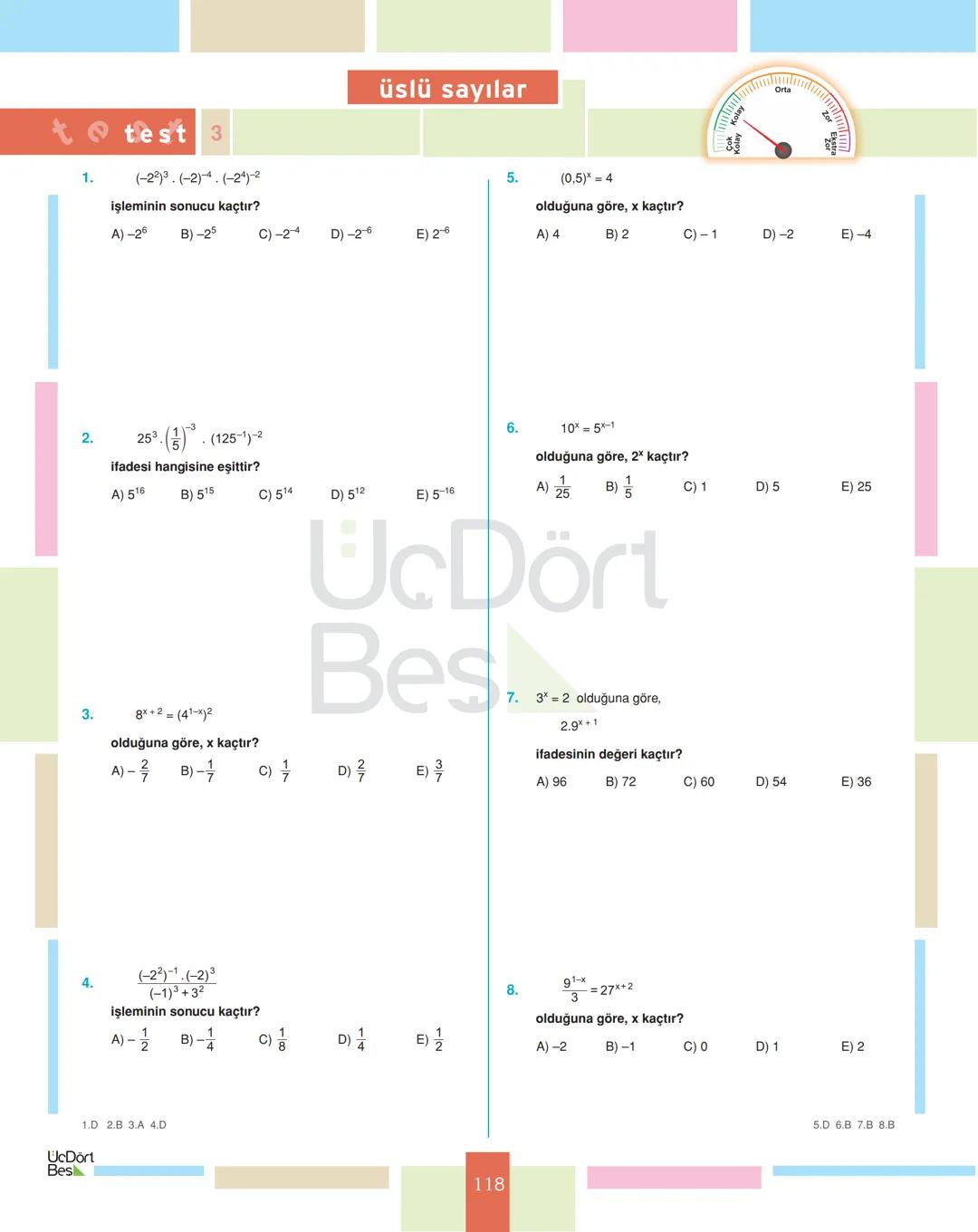 # test 1
üslü sayılar
1.
$4^3 \cdot 2^4$
işleminin sonucu kaçtır?
A) $2^{10}$ B) $2^9$ C) $2^8$ D) $2^7$ E) $2^6$
2.
$(-1)^2+(-2)^3$