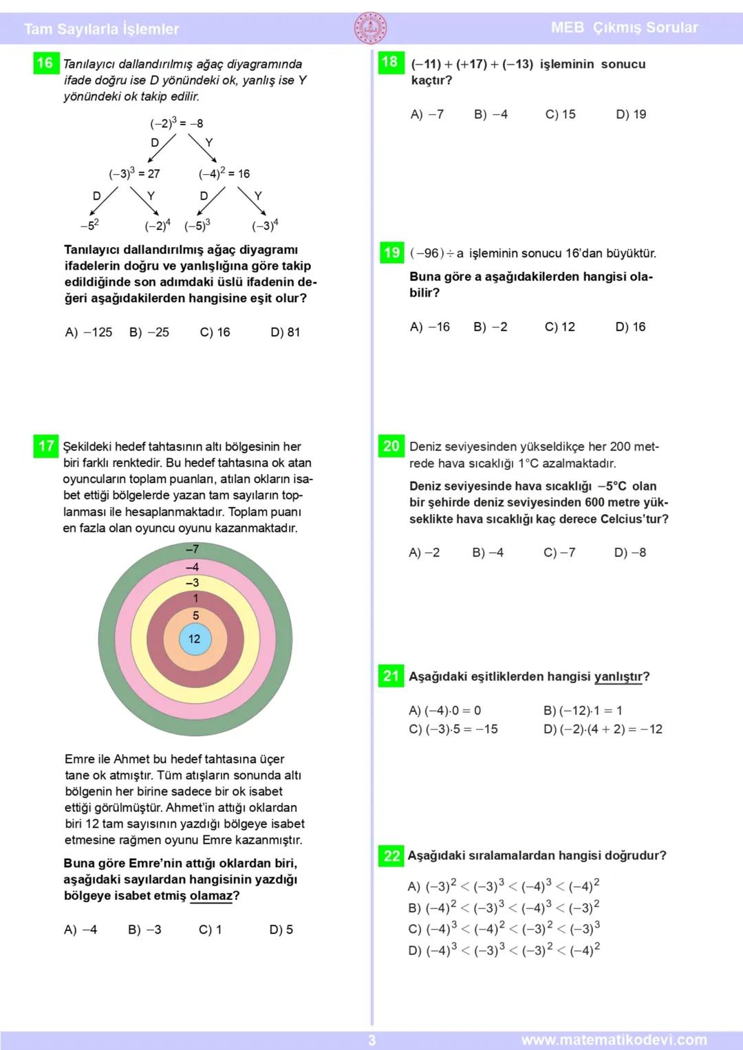 7.
SINIF
Tam Sayılarla
İşlemler
1 Tam sayılarla yapılan bir toplama işleminin
sayı doğrusu üzerinde modellemesi aşağıda
verilmiştir.
поп
meb