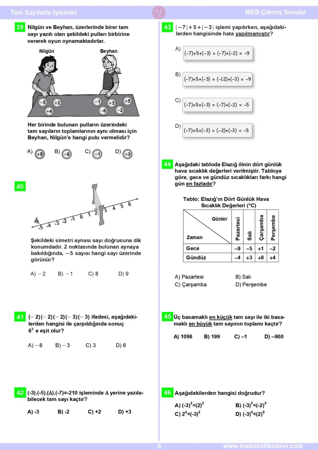7.
SINIF
Tam Sayılarla
İşlemler
1 Tam sayılarla yapılan bir toplama işleminin
sayı doğrusu üzerinde modellemesi aşağıda
verilmiştir.
поп
meb