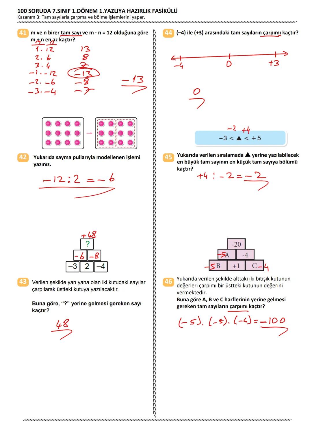 100 SORUDA
1.DÖNEM 1.YAZILIYA HAZIRLIK
•
FASİKÜLÜ
2024 - 2025
7. SINIF
• TAMAMI AÇIK UÇLU
• TAMAMI VİDEO ÇÖZÜMLÜ
LGS-TEOG - PYBS ÇIKMIŞ SORU