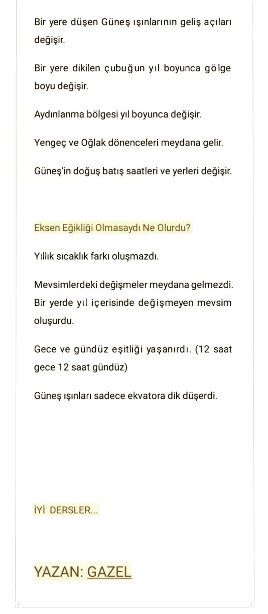 Konu: Mevsimlerin Oluşumu
Dünya'nın Şekli ve Hareketleri
Dünya'nın kendi ekseni etrafında batıdan
doğuya (saat yönü tersi) dönmesi sonucu ge
