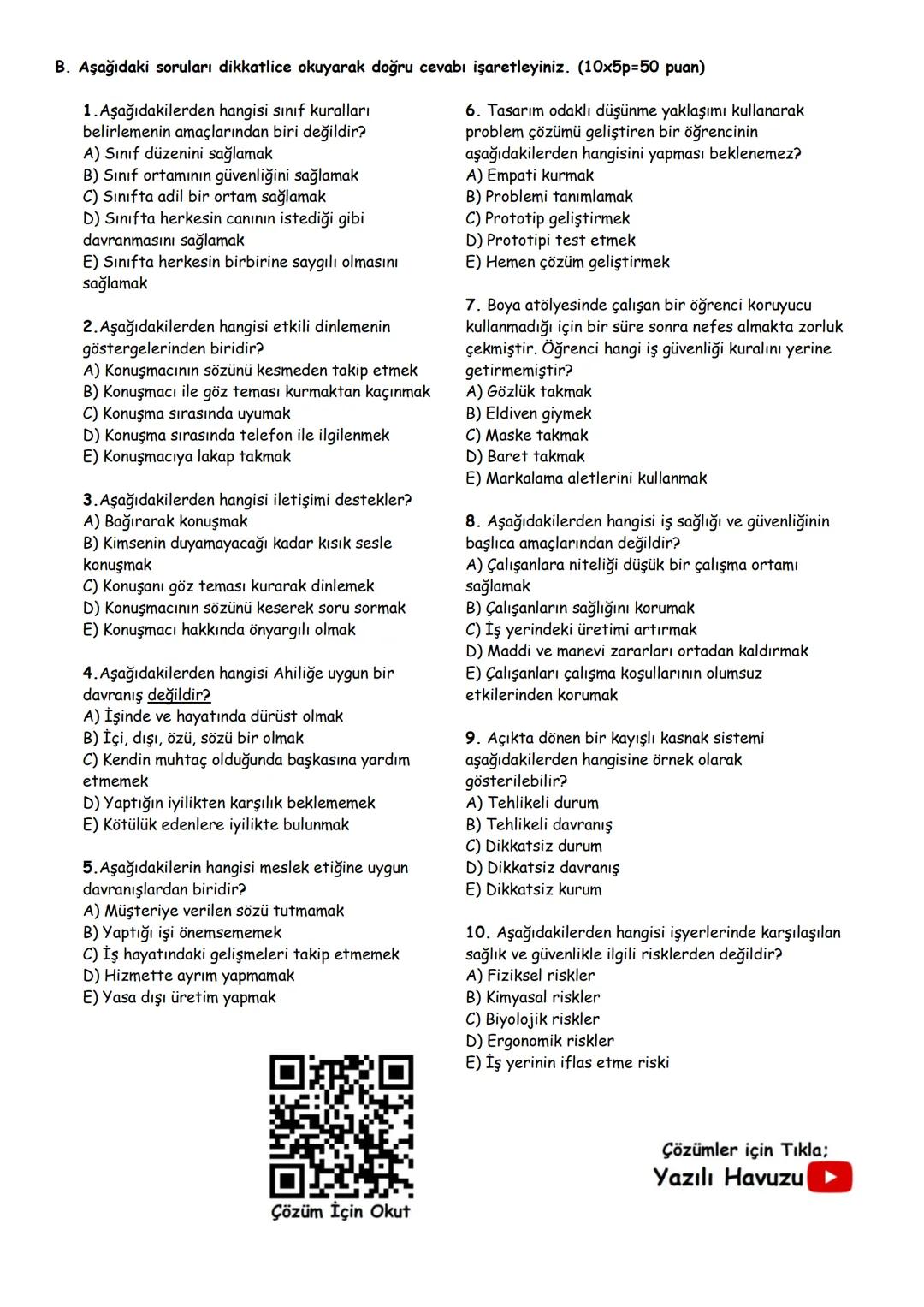 Adı
Yazılı Havuzu
9. Sınıf Türk Dili ve Edebiyat Dersi I. Dönem I. Yazılı Soruları
Soyadı
Sınıf
TARİH:
PUAN:
No
1) Aşağıdaki boşluklara hika