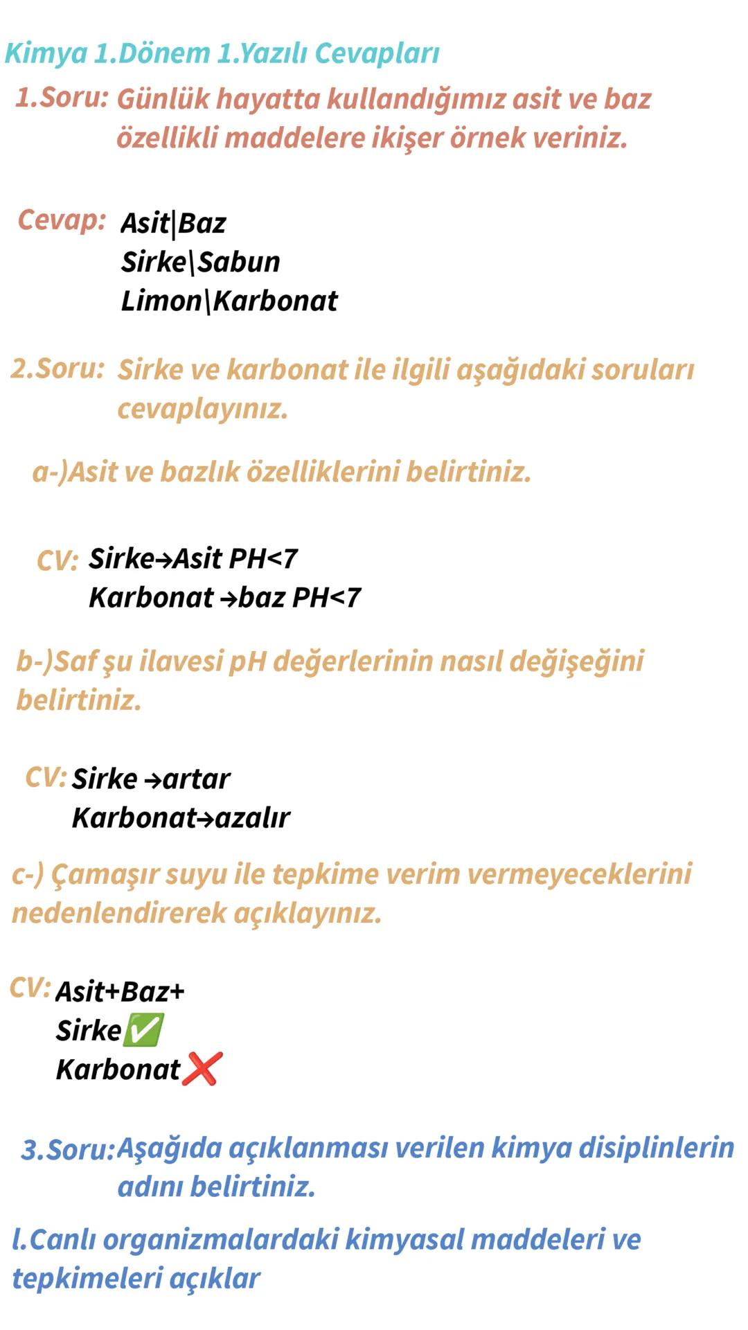 # NoteBook
Persist in what you like
Record Life
Learning
daily life Kimya 1.Dönem 1.Yazılı Cevapları
1.Soru: Günlük hayatta kullandığımı