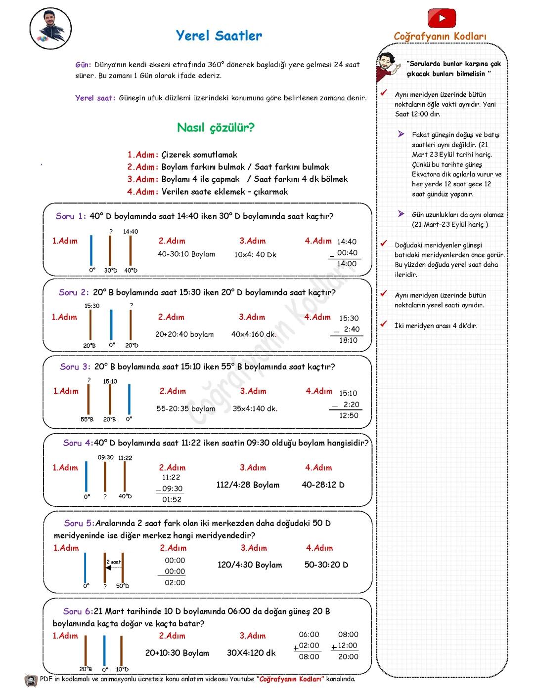 Cografya-Yerel saatler