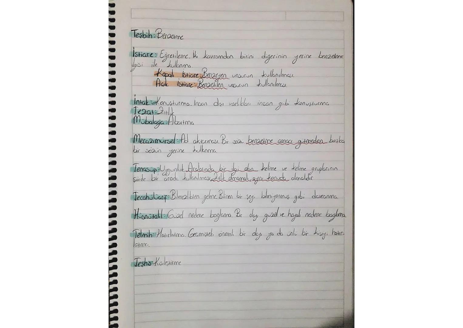 Tesbih: Benzetme
İstiare: Eğretileme. İki kavramdan birini diğerinin yerine benzetme
gisi ile kullanma.
Kapalı İstiare Benzeyen unsurun kul