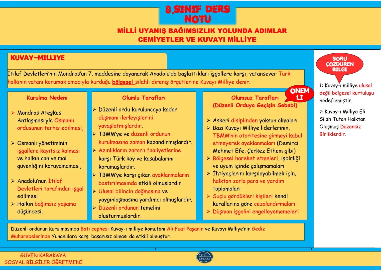 2.TEMA
MİLLİ UYANIŞ
BAĞIMSIZLIK
YOLUNDA ADIMLAR 8.SINIF
DERS NOTU
MİLLİ UYANIŞ BAĞIMSIZLIK YOLUNDA ADIMLAR
1.DÜNYA SAVAŞI VE NEDENLERİ
1.DUN