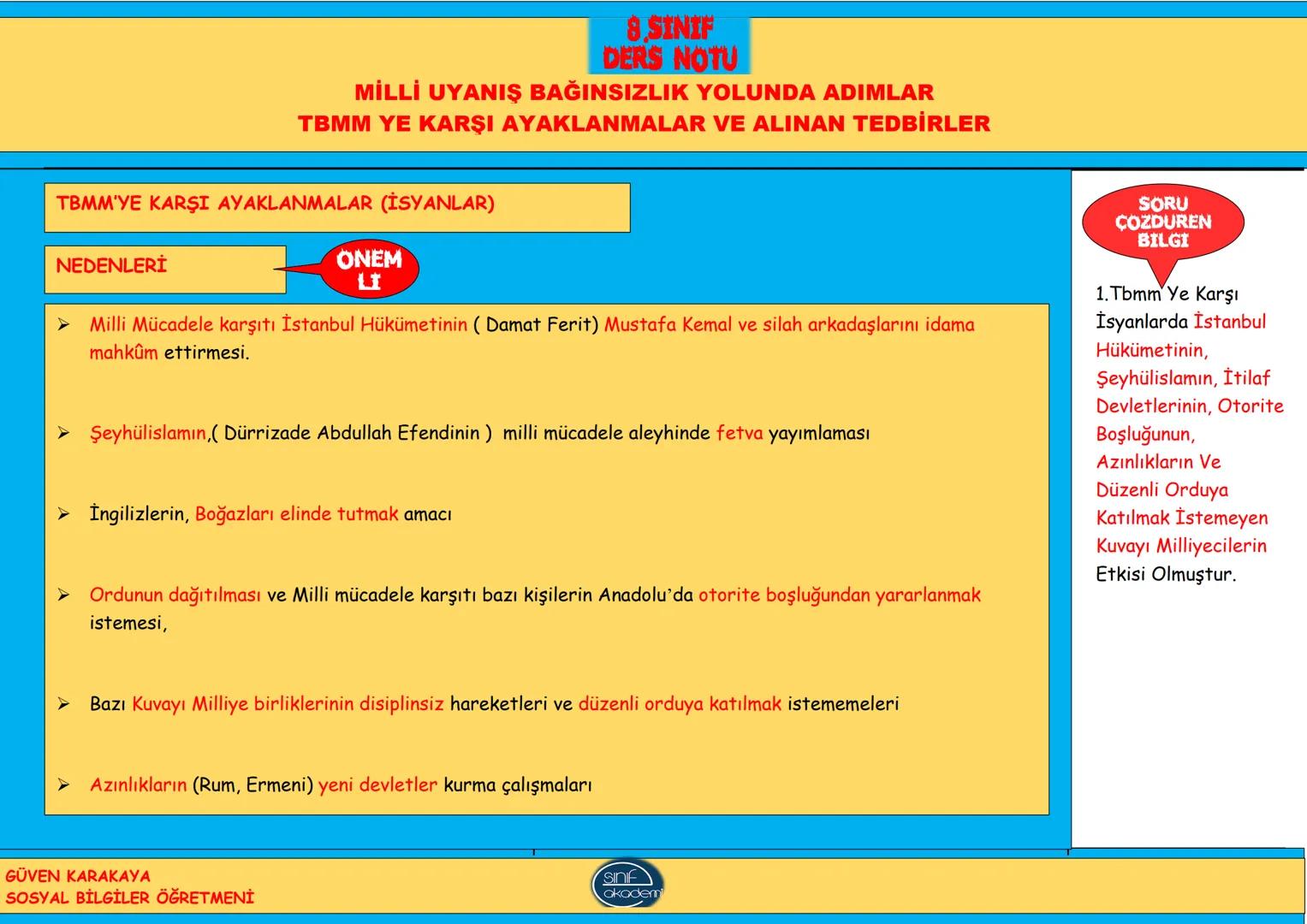 2.TEMA
MİLLİ UYANIŞ
BAĞIMSIZLIK
YOLUNDA ADIMLAR 8.SINIF
DERS NOTU
MİLLİ UYANIŞ BAĞIMSIZLIK YOLUNDA ADIMLAR
1.DÜNYA SAVAŞI VE NEDENLERİ
1.DUN