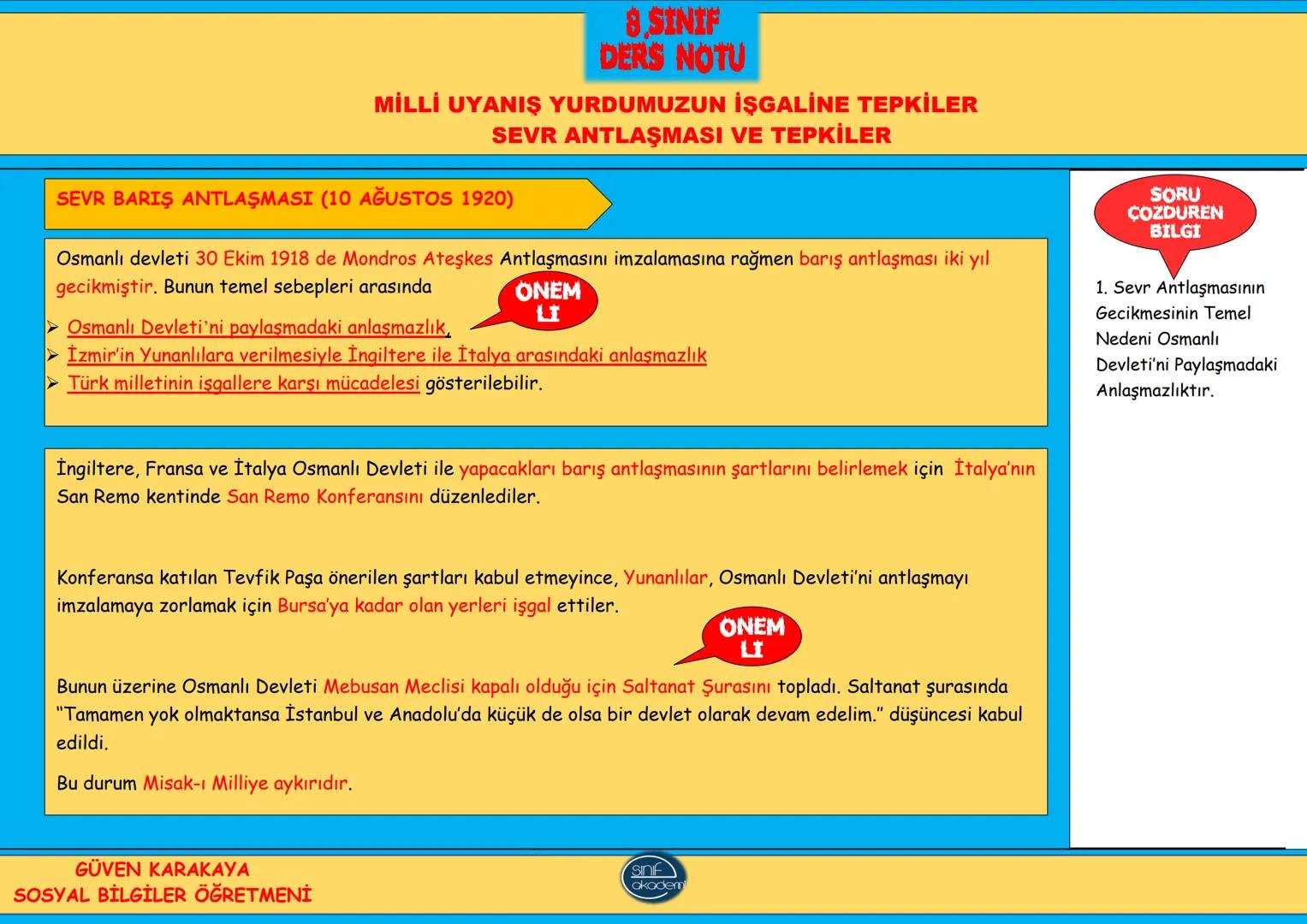 2.TEMA
MİLLİ UYANIŞ
BAĞIMSIZLIK
YOLUNDA ADIMLAR 8.SINIF
DERS NOTU
MİLLİ UYANIŞ BAĞIMSIZLIK YOLUNDA ADIMLAR
1.DÜNYA SAVAŞI VE NEDENLERİ
1.DUN