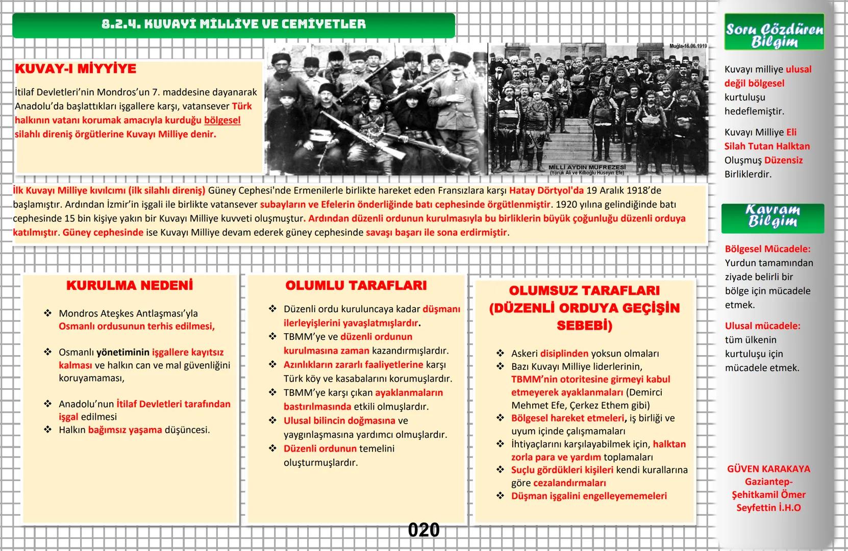 8. SINIF
T.C. İNKILAP TARİHİ VE ATATÜRKÇÜLÜK
PRATIK DEFTERİM
ANLAMAYI KOLAYLAŞTIRIR YORUMU GÜÇLENDIRIR
Türk Evladi Ecdadımı Tanıdıkça Daha B