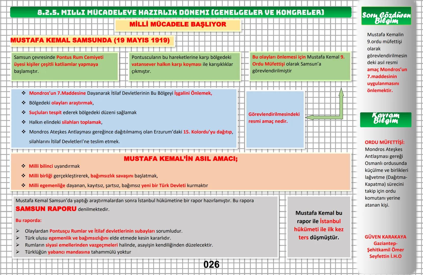 8. SINIF
T.C. İNKILAP TARİHİ VE ATATÜRKÇÜLÜK
PRATIK DEFTERİM
ANLAMAYI KOLAYLAŞTIRIR YORUMU GÜÇLENDIRIR
Türk Evladi Ecdadımı Tanıdıkça Daha B
